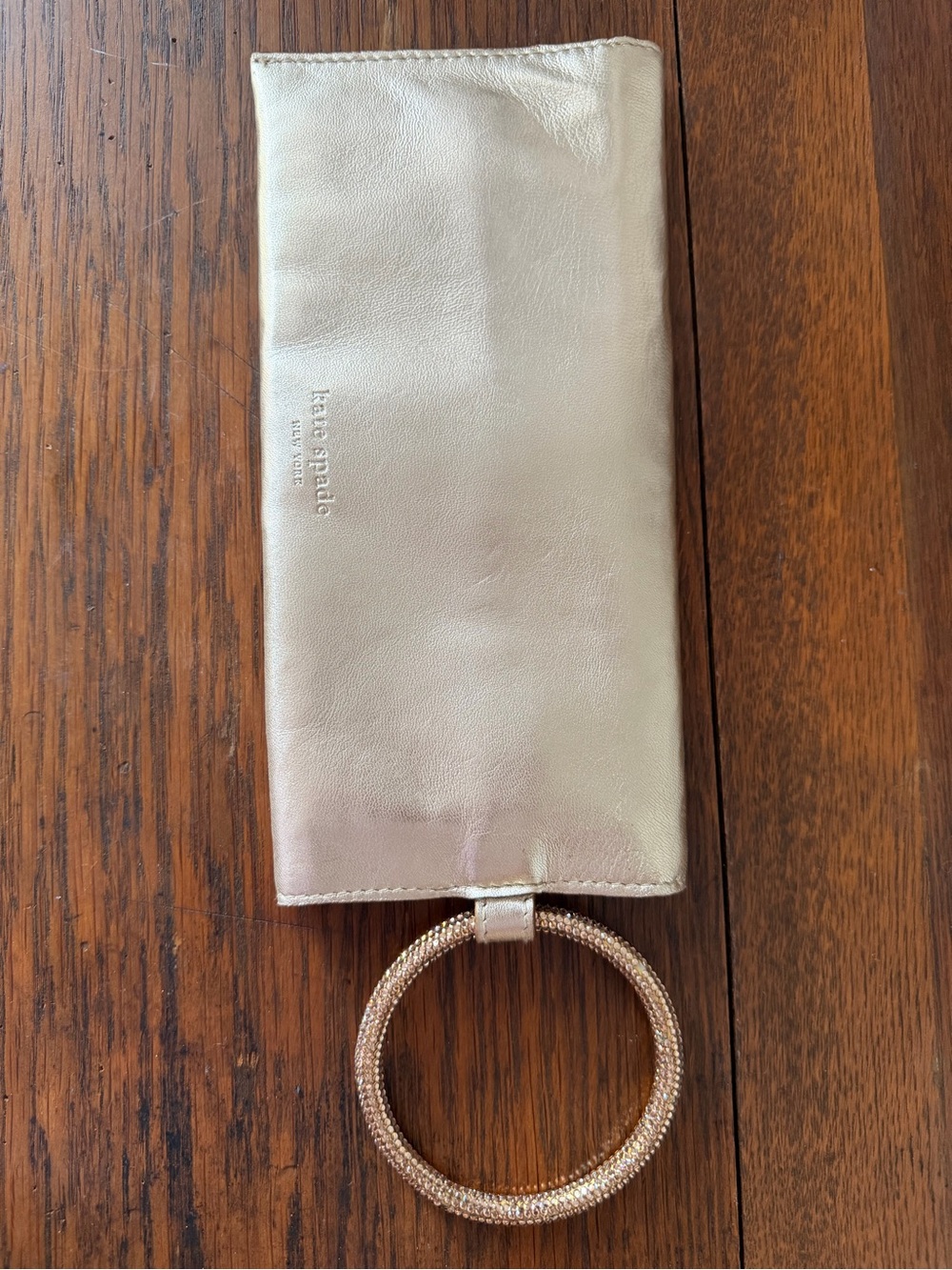 kate spade Metallic Rose Gold Ring-Handle Clutch